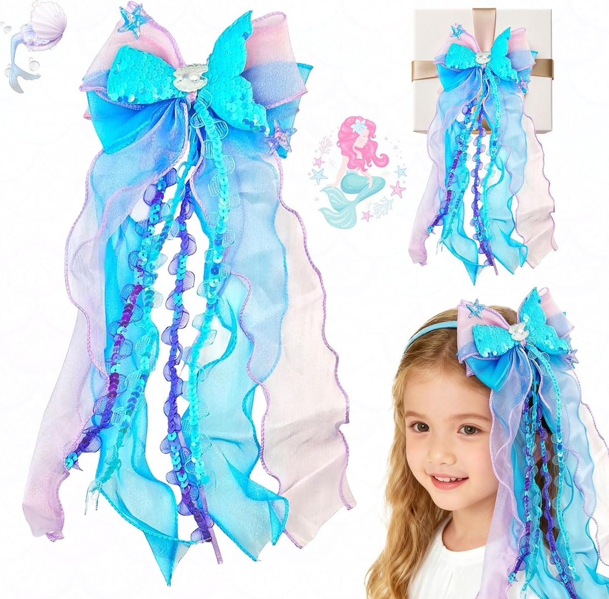 Lankai Hair Accessories For Girls And Women With Maritime Design Light And Comfortable Hair Clips, Schleife - ShopVlot