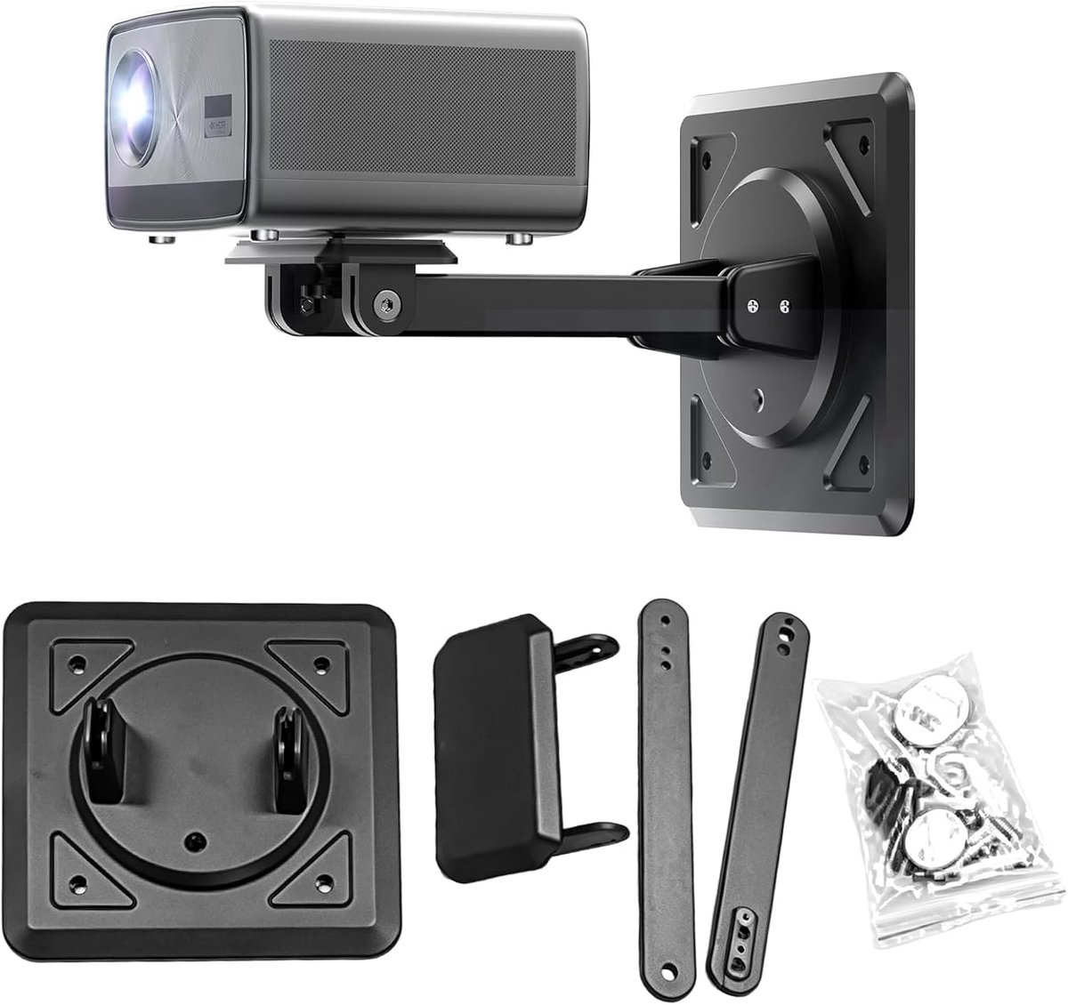 Beamerstandaard, 3-in-1, opvouwbare beamerhouder, wandhouder voor beamer, verstelbaar, 360° draaibaar - ShopVlot