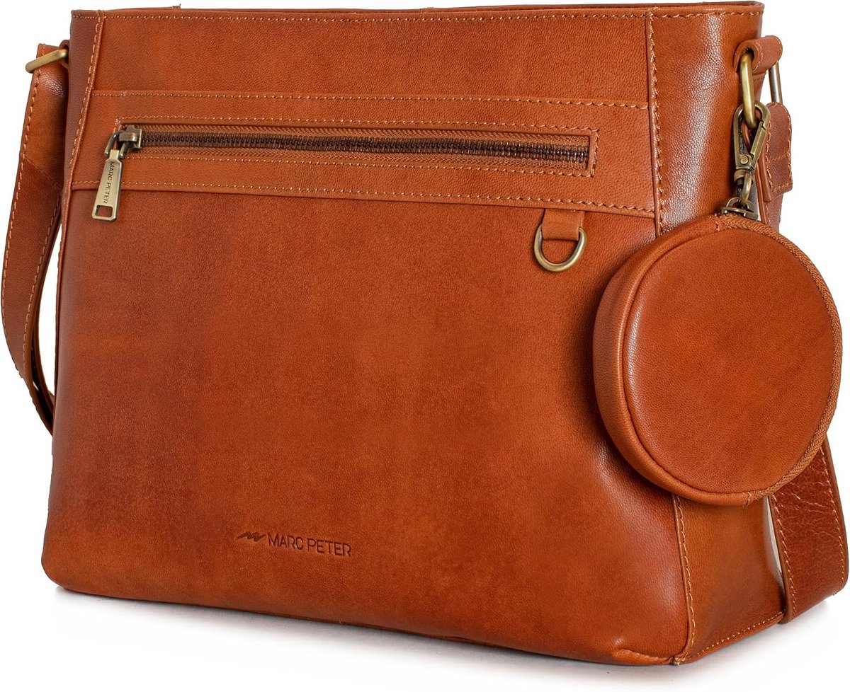 Marc Peter Vintage shoulder bag Charwig - shoulder bag leather - handbag for women - brown - ShopVlot