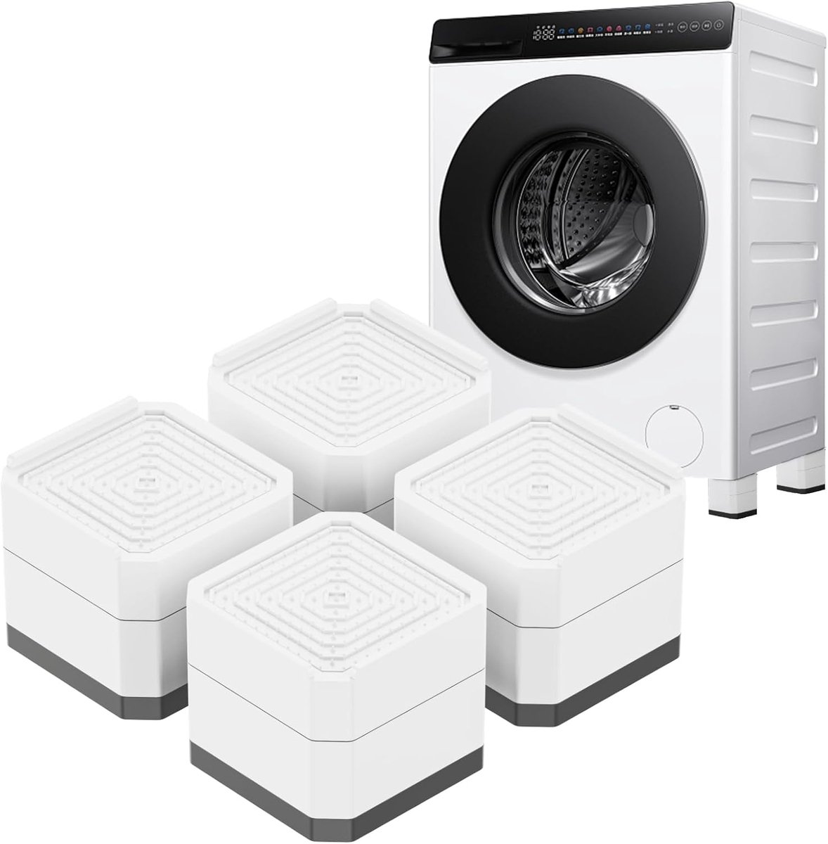 DEWEL 4-Piece Washer & Dryer Feet Set, White Furniture Riser Set - ShopVlot