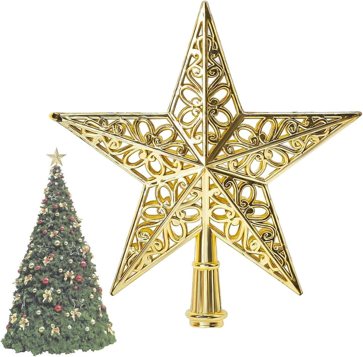 Kerstboomtopper Ster 20 cm - Holle Stervorm - Breukbestendig - Perfect voor feestdagen - ShopVlot