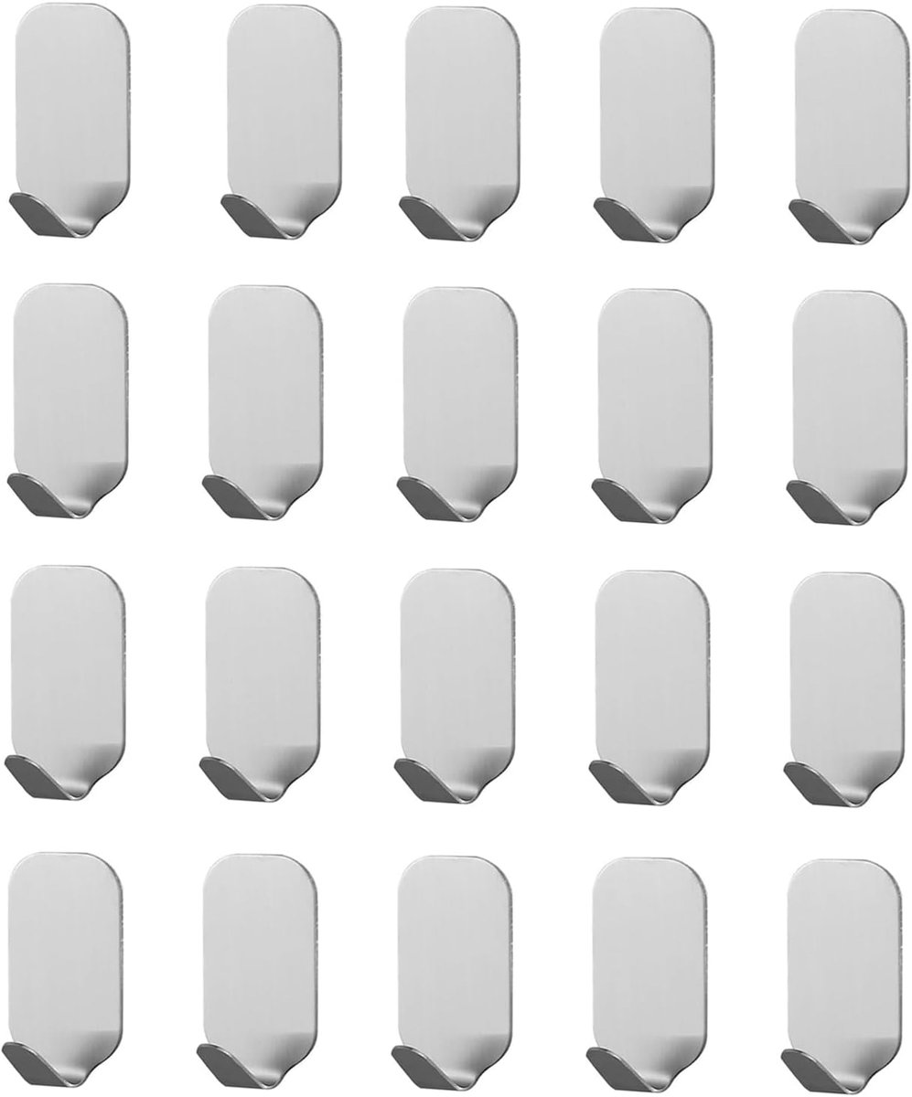 Zelfklevende haakjes 20 stuks - Rvs 304 - 3 kg draagvermogen - Geen boren nodig voor badkamer, keuken en slaapkamer - ShopVlot