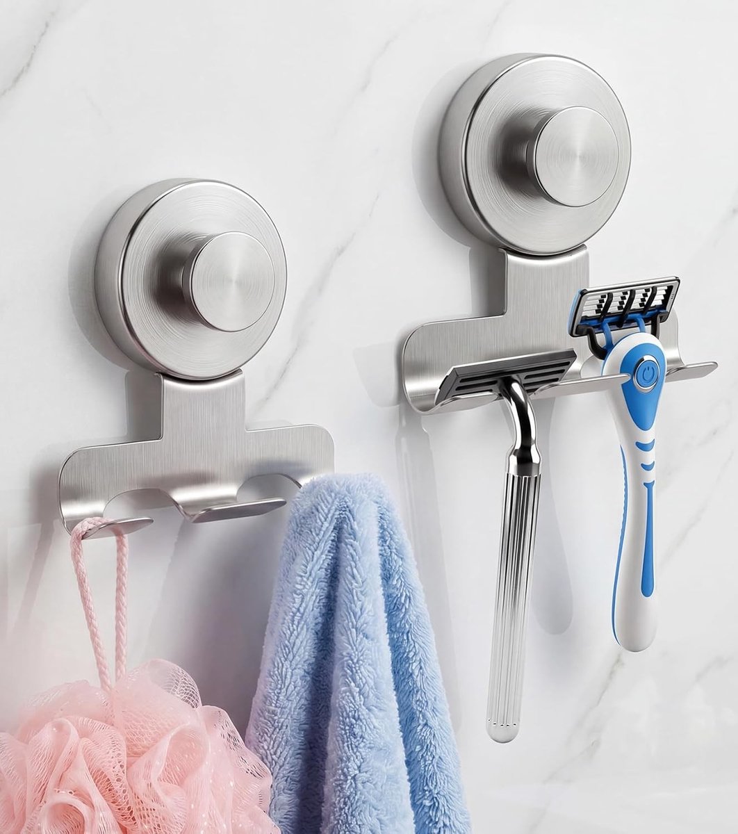 Scheermeshouder Douche - RVS - 2-delige Set - Waterdicht en Herbruikbaar - Voor Scheermessen, Handdoeken en Badjassen