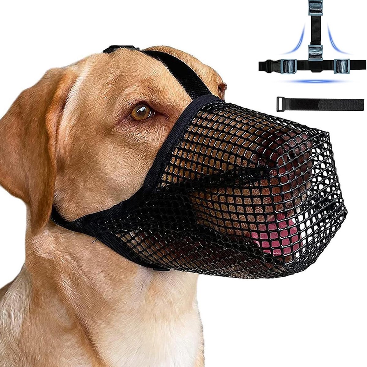 Hondenmuil Soft Mesh Muil - Ademend en Reflecterend - Verstelbaar voor Middelgrote en Grote Honden - ShopVlot