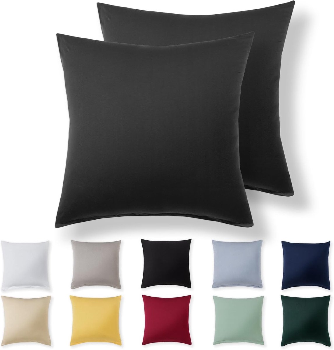 Kussenhoes 50 x 50 cm - Antraciet - 100% Jersey Katoen - Superzachte Kussenslopen met Ritssluiting - ShopVlot