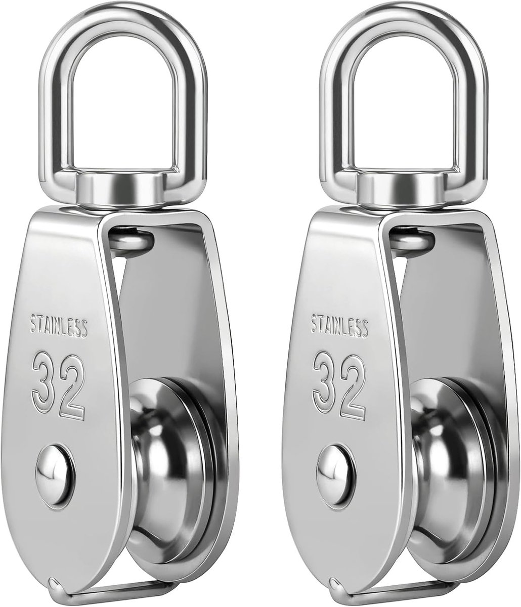 Pulley roller M32 - 304 roestvrij staal - 250 kg draagvermogen - ideaal voor touwen en kabels - ShopVlot
