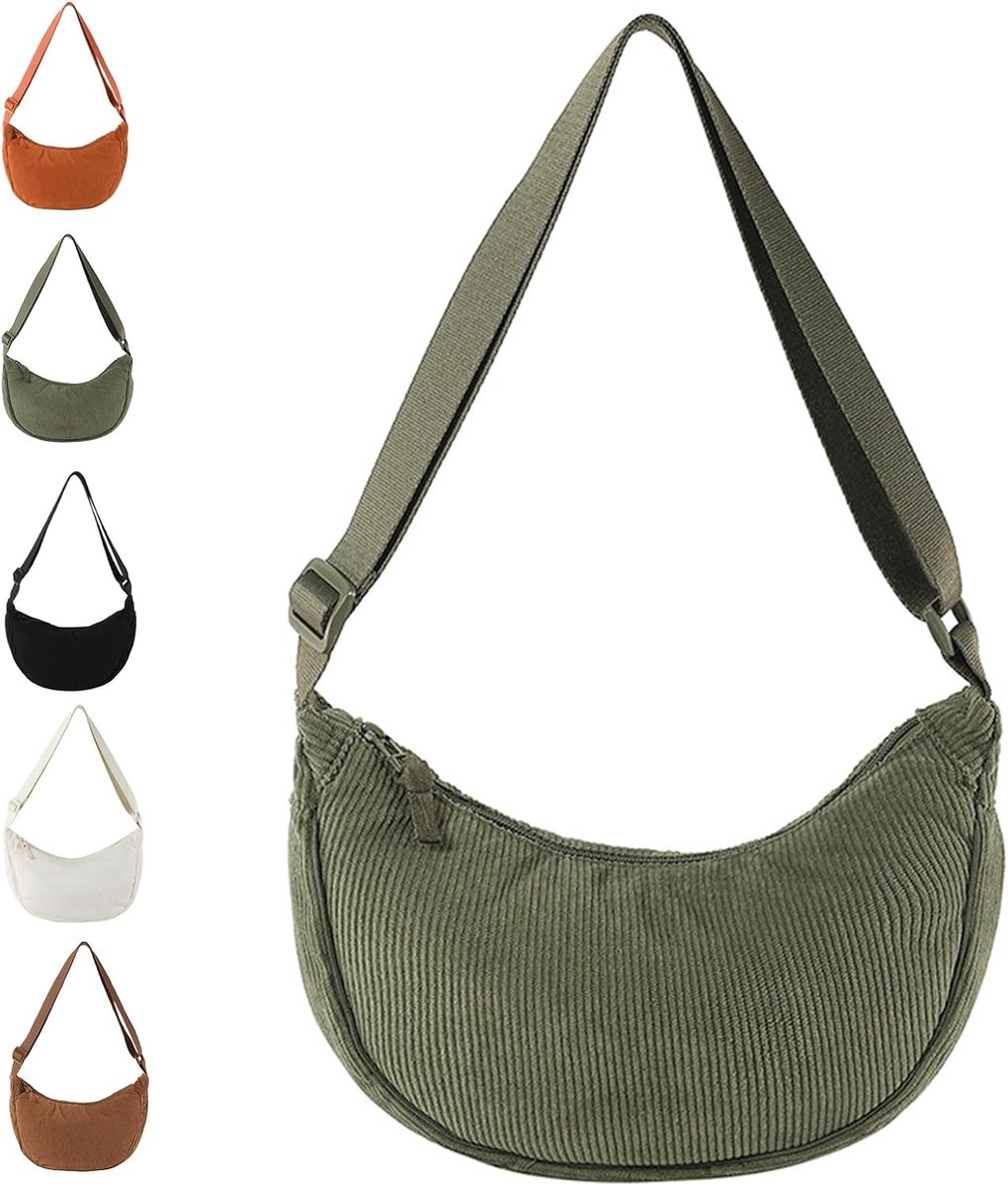 Dumpling tas voor vrouwen - corduroy - schoudertas met verstelbare band - perfect voor dagelijks gebruik - ShopVlot
