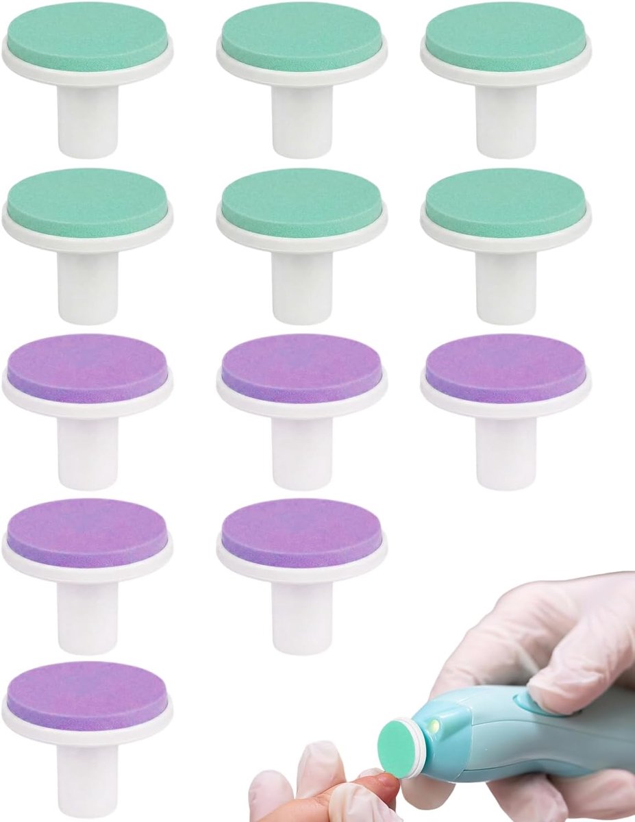 Elektrische nagelvijlen 12 stuks - paars en groen - ultrazacht en krasbestendig - veilig voor gevoelige nagels - ShopVlot