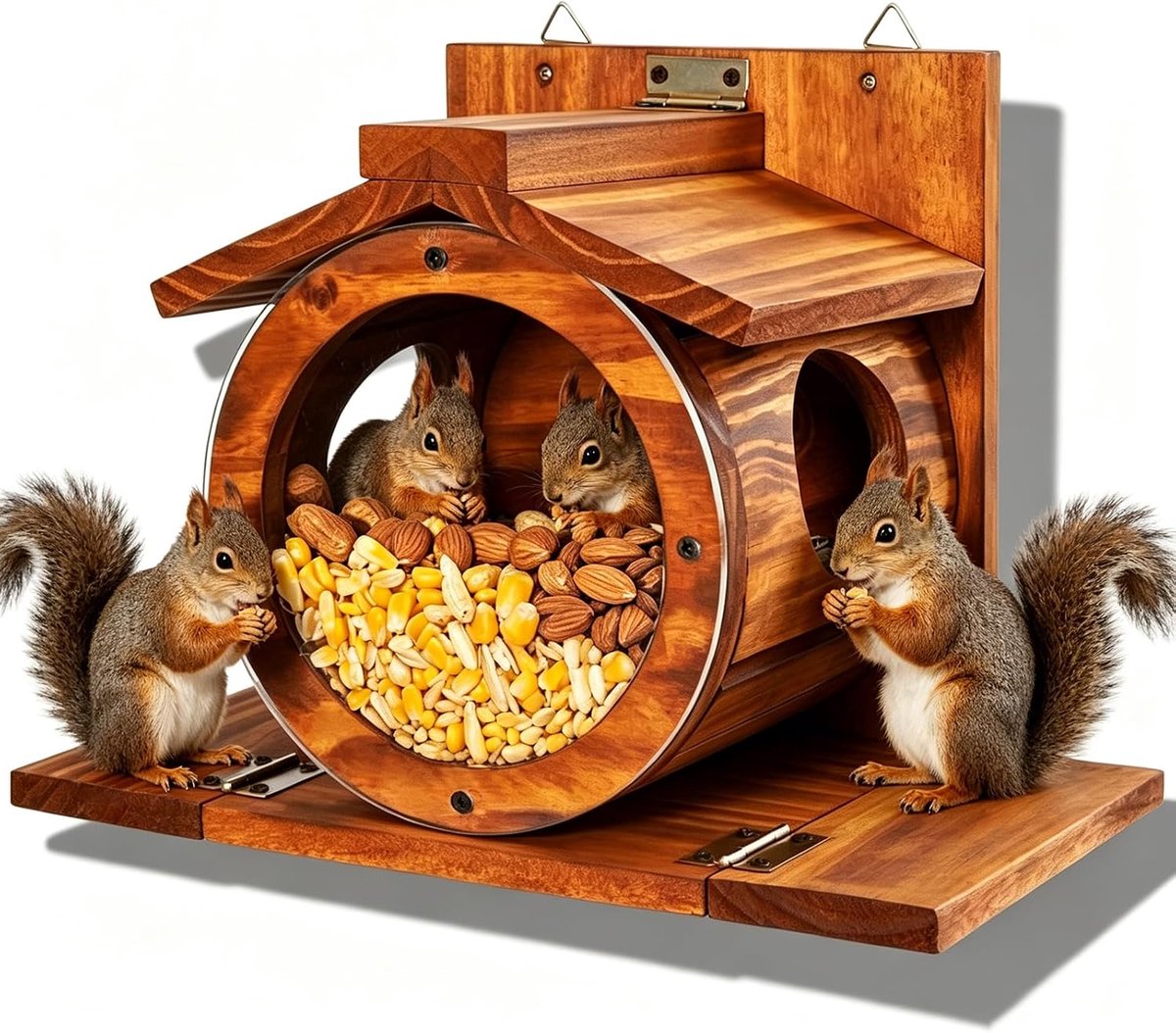 Eekhoorn voederhuis weerbestendig - hout - transparant venster - ideaal voor observatie - ShopVlot