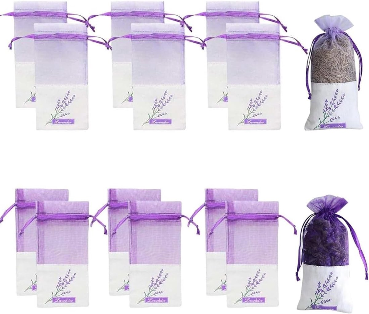 Lavendelzakken 12 stuks - Organza zakken - Drogen lavendel - Perfect voor geurige opberging - ShopVlot