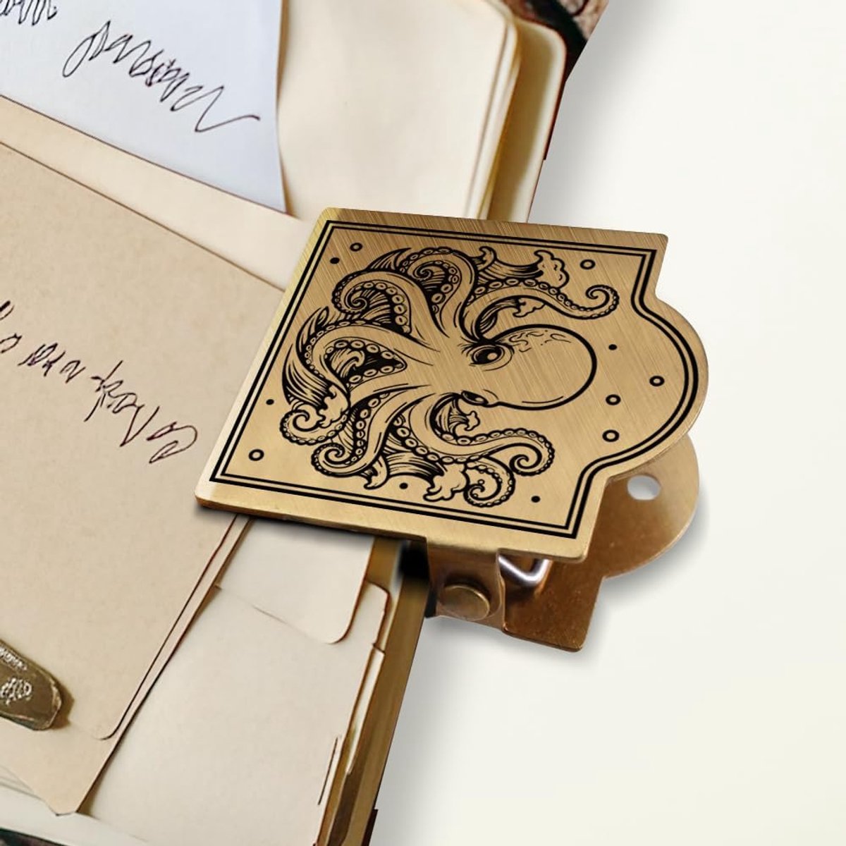 Notitieboek Clip - Octopus Design - Brons Vintage - Sterke Grip voor Papieren - ShopVlot