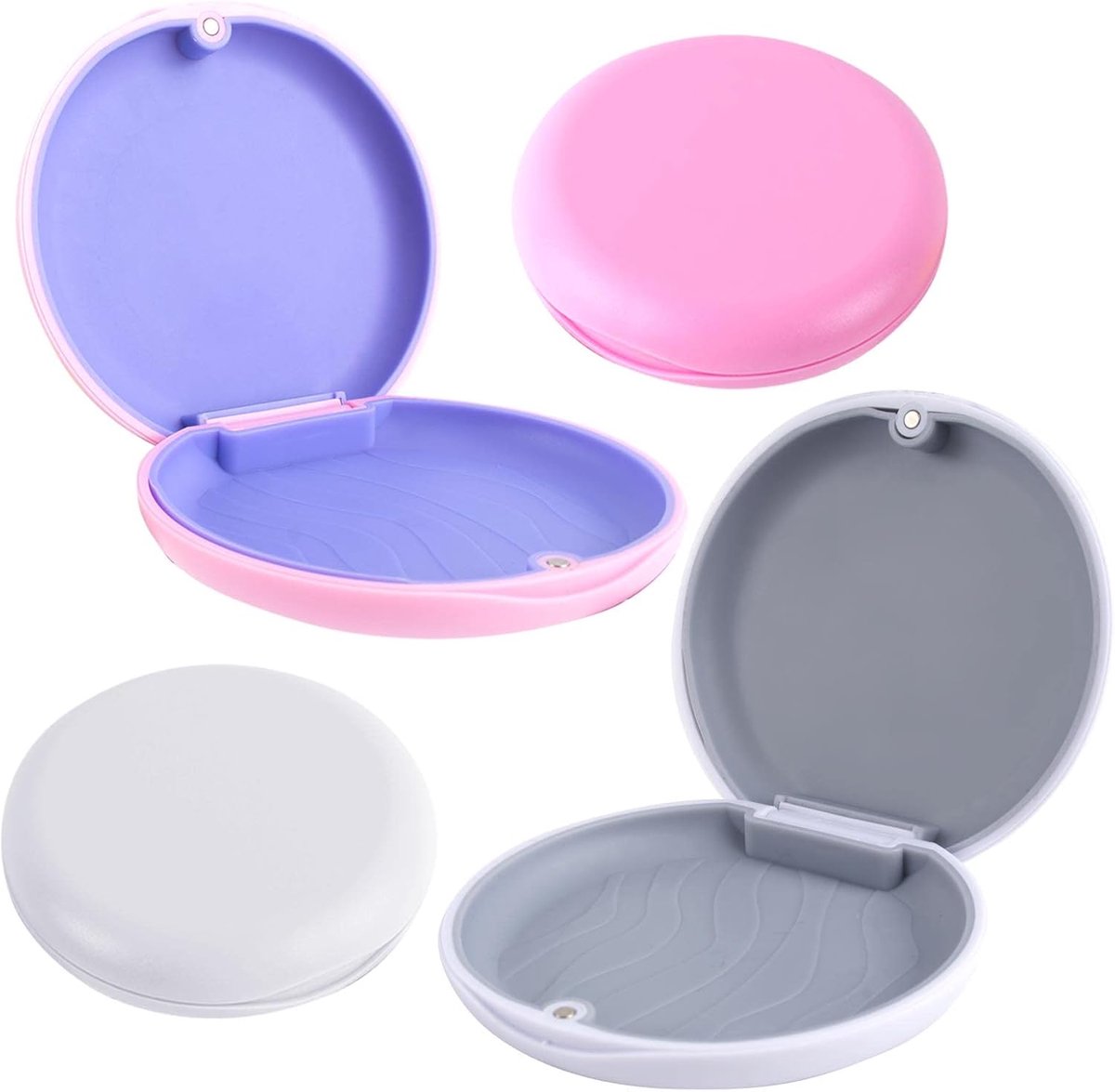Tandheelkundige doos 2 stuks - magnetische houder - wit en roze - draagbaar voor beugels - ShopVlot