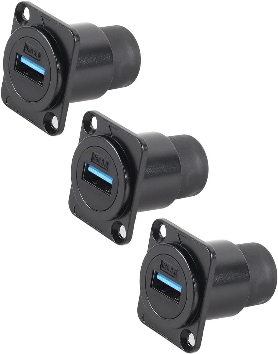 USB 3.0-poort 3 stuks - zwart - paneelmontageadapter - betrouwbare verbinding voor industrieel gebruik - ShopVlot