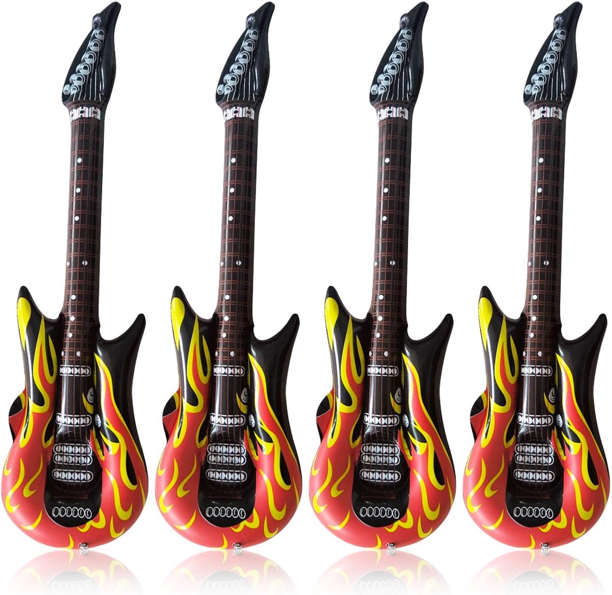 Opblaasbare gitaar 90cm - vlammen patroon - punk stijl - perfect voor feesten - ShopVlot