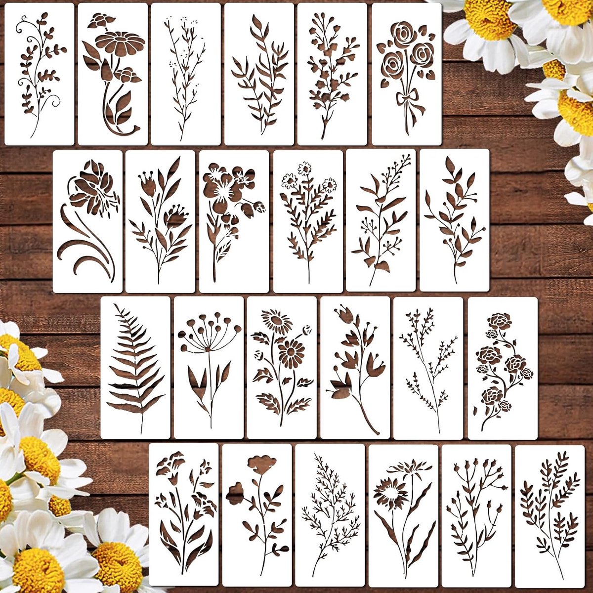Schildersjablonen 24 stuks - Wilde bloemen - Herbruikbaar - Perfect voor creatieve projecten - ShopVlot