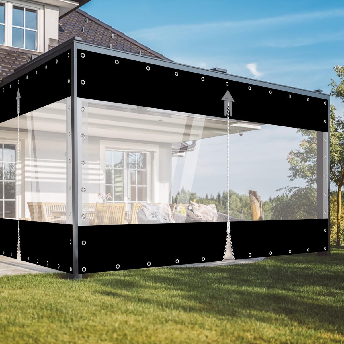 Solidchoice - Transparante Buiten Gordijn met Oogjes voor Tuin