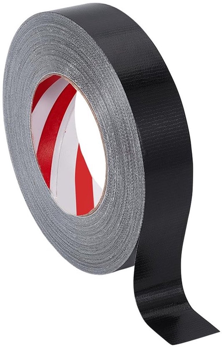 Plakband 50 m - Zwart stoffen lint - Zelfklevende strip - Bescherming meubels - 30 mm breed - 0,28 mm dik - Stoffenlint