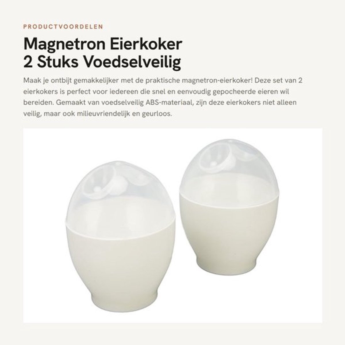 Eierkoker Magnetron - 2 Stuks - Voedselveilig ABS - Antiaanbaklaag - Eieren Koken - 9,2 cm Hoogte - Gezond en Veilig - Ei Kooker