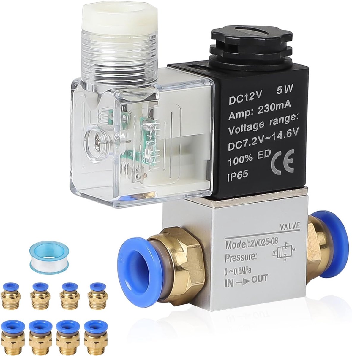 Pneumatische Solenoïde Ventiel 12V - 1/4 inch Aluminium - IP65 Waterdicht - Ideaal voor Pneumatische Systemen - ShopVlot