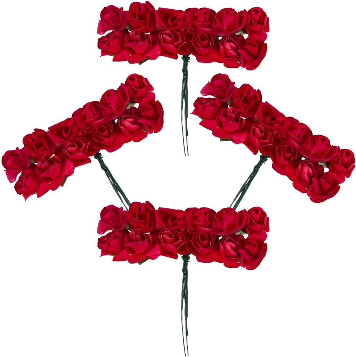 Faux mini rode rozen 144pcs - kunstbloemen met stelen - levensecht uiterlijk - perfect voor bruiloften - ShopVlot