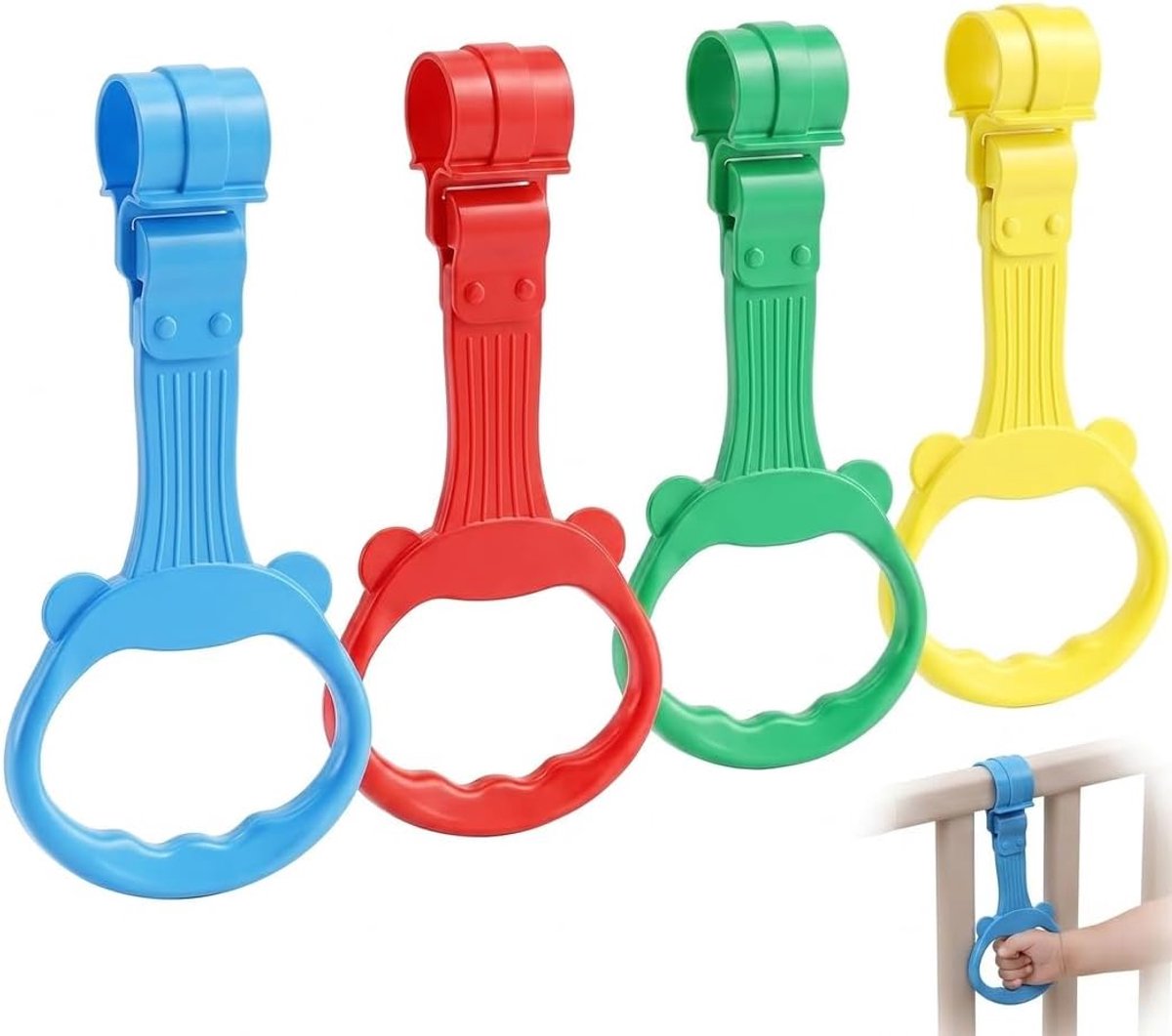 Set van 4 kinderbedgrepen - hoogwaardig kunststof - veilige grip - helpt bij staan leren - ShopVlot