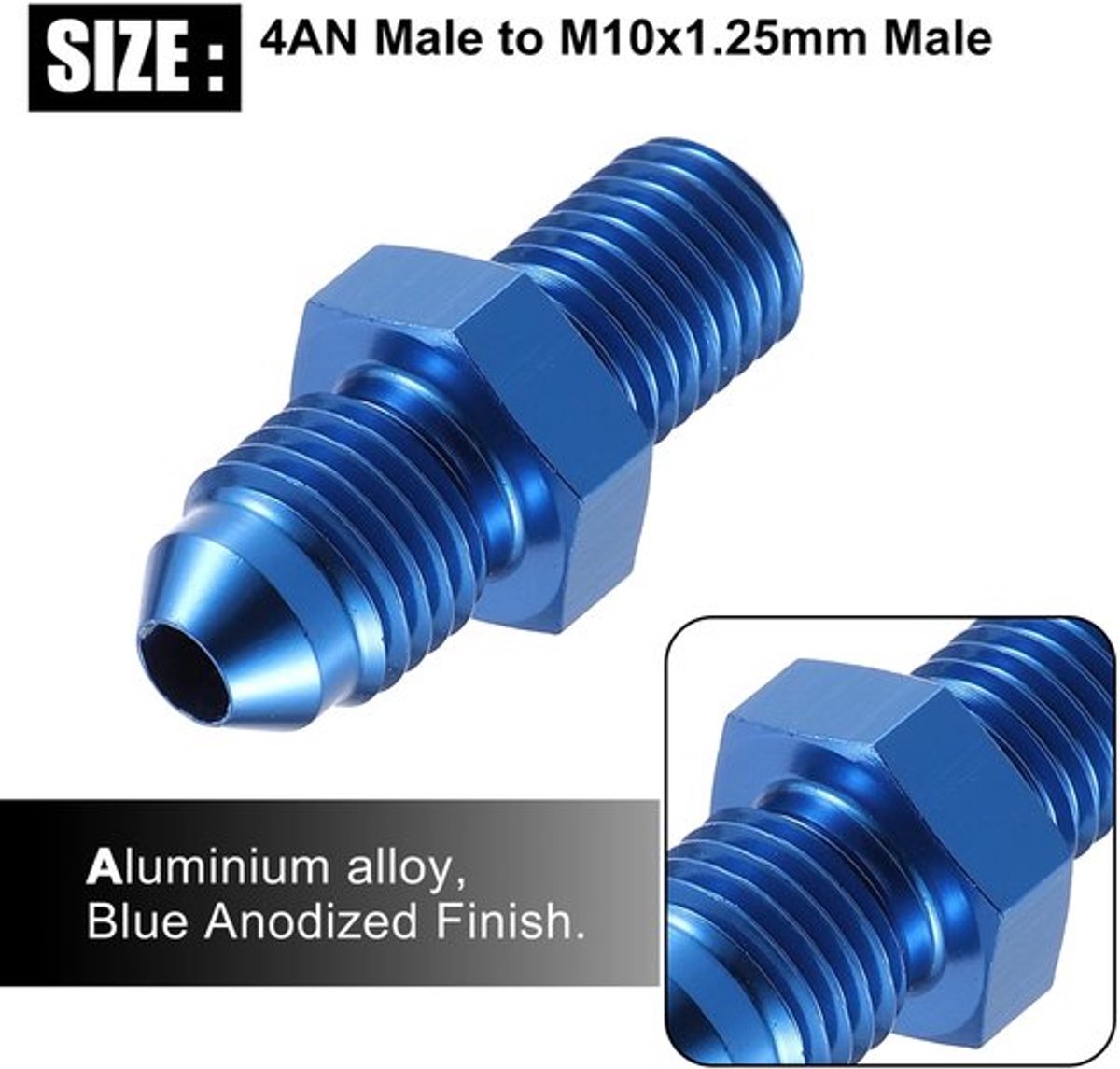 Auto 4AN Mannelijk naar M10x1.25mm Metrische Draden Adapter
