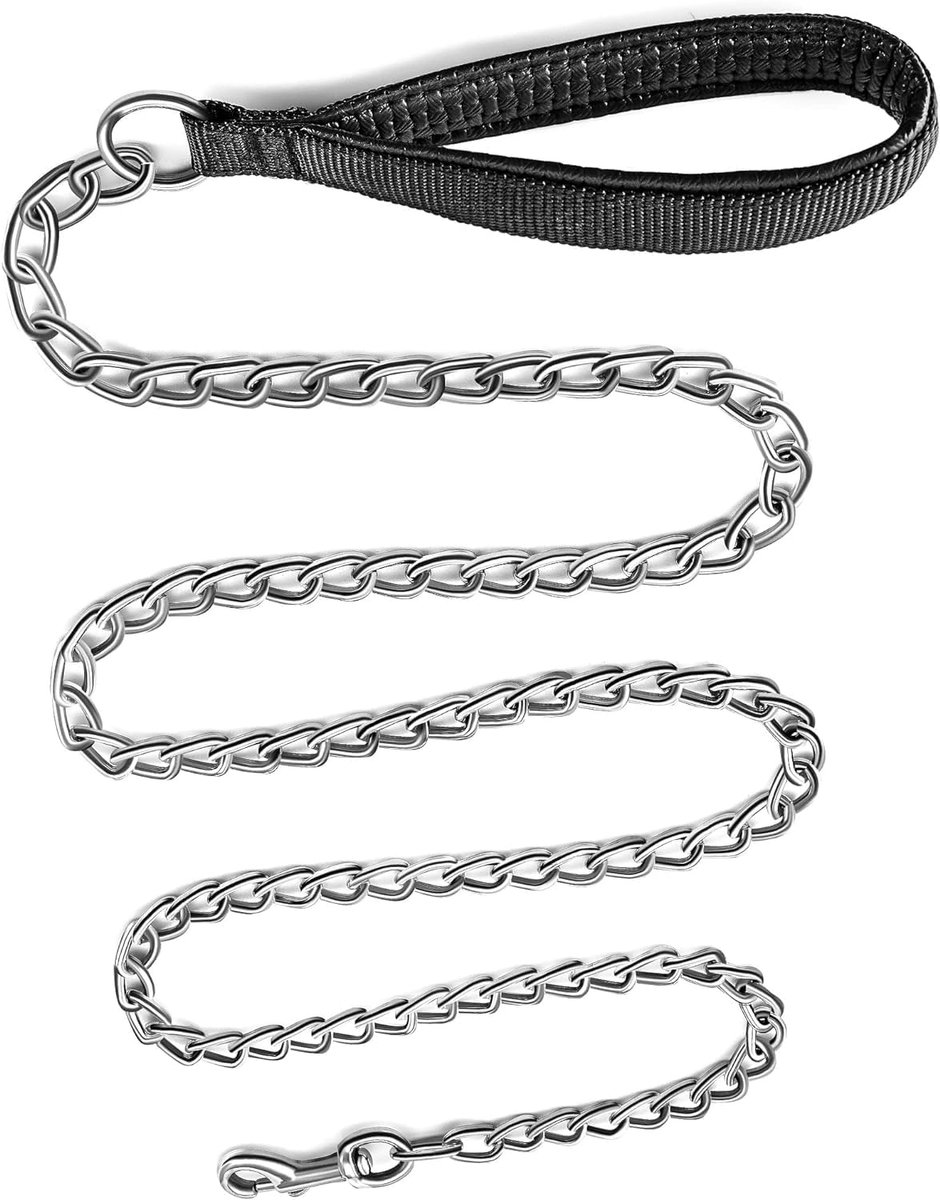 Hondenriem met metalen ketting 180 cm - polyurethaan handvat - comfortabel en waterbestendig - ShopVlot