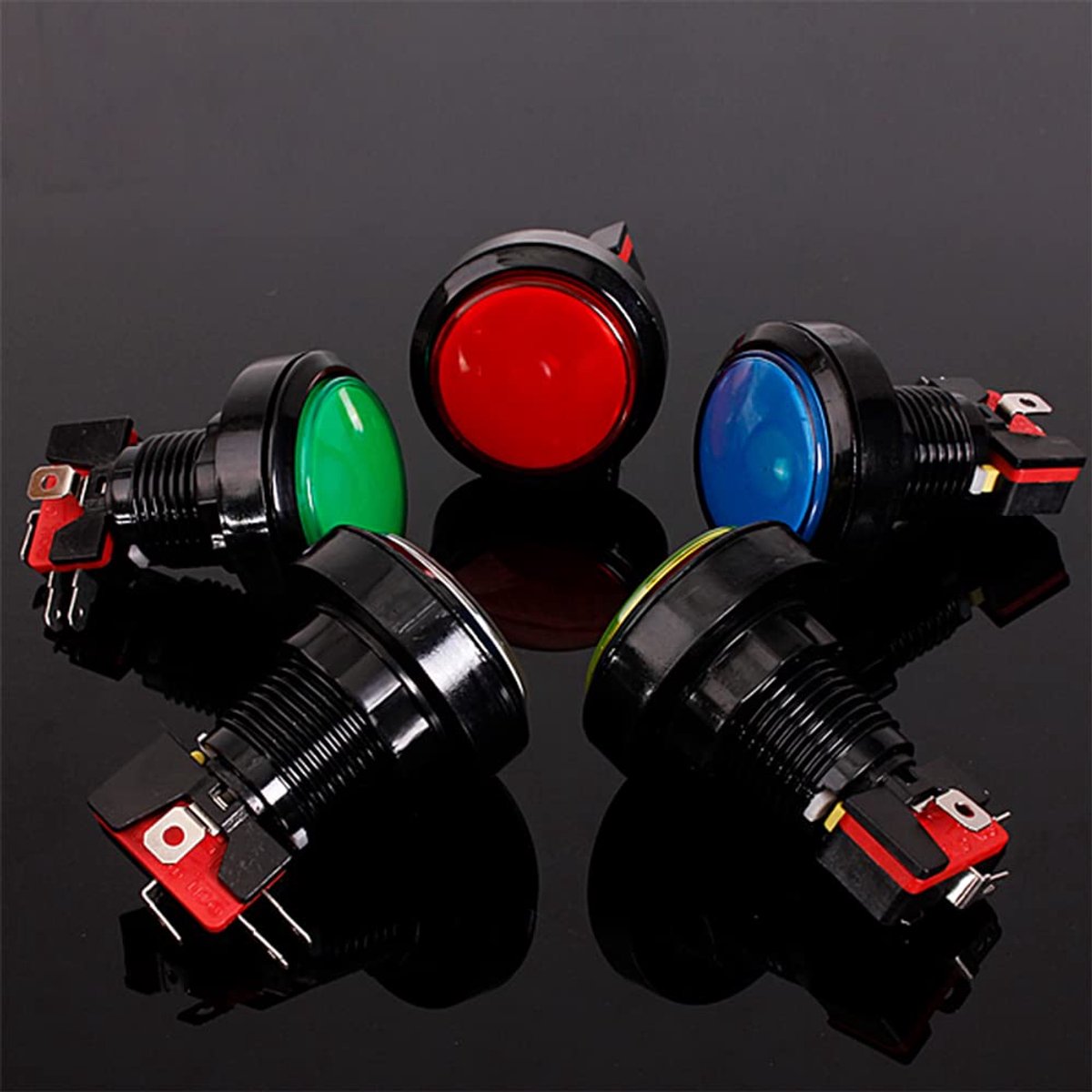 LED arcade knoppen set 5 stuks - 45 mm diameter - verlicht - perfect voor arcade projecten - ShopVlot