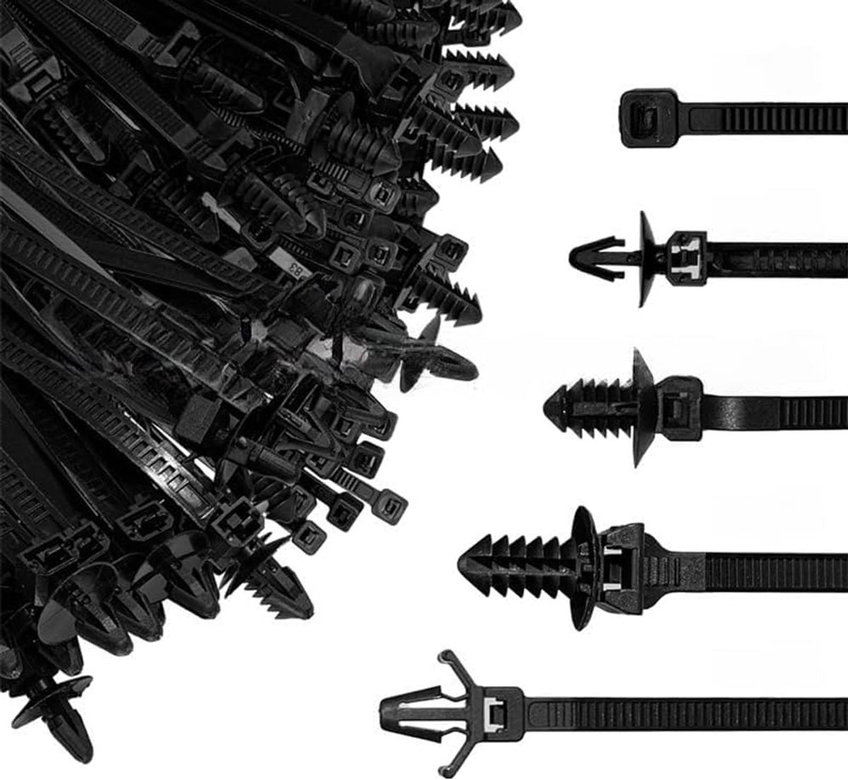 Kabelbinders 160 Stuks - Zwart Nylon - 5 Verschillende Maten - Ideaal voor Kabelbeheer in Auto - ShopVlot