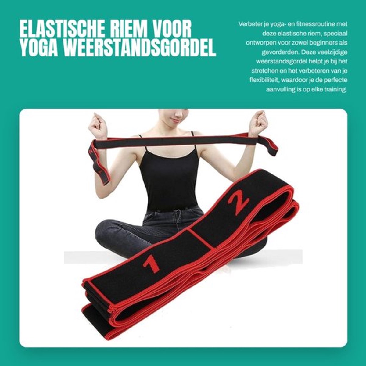 Elastische Riem - Verstelbare Weerstandsgordel - Yoga/Rood - Sport/Fitness - Polyesterlatexgaren - Gemakkelijk te Transporteren - Weerstandsband