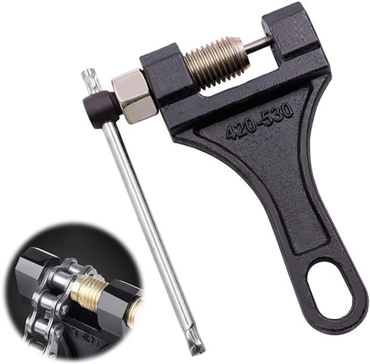 Kettingscheider Hoogwaardig Koolstofstaal - Kettingverdeler - Klinknagelgereedschap - Voor 420/428/530 Motorfiets - UTV/ATV/Fiets - Max. 32 mm Breedte - Kettingverdelers