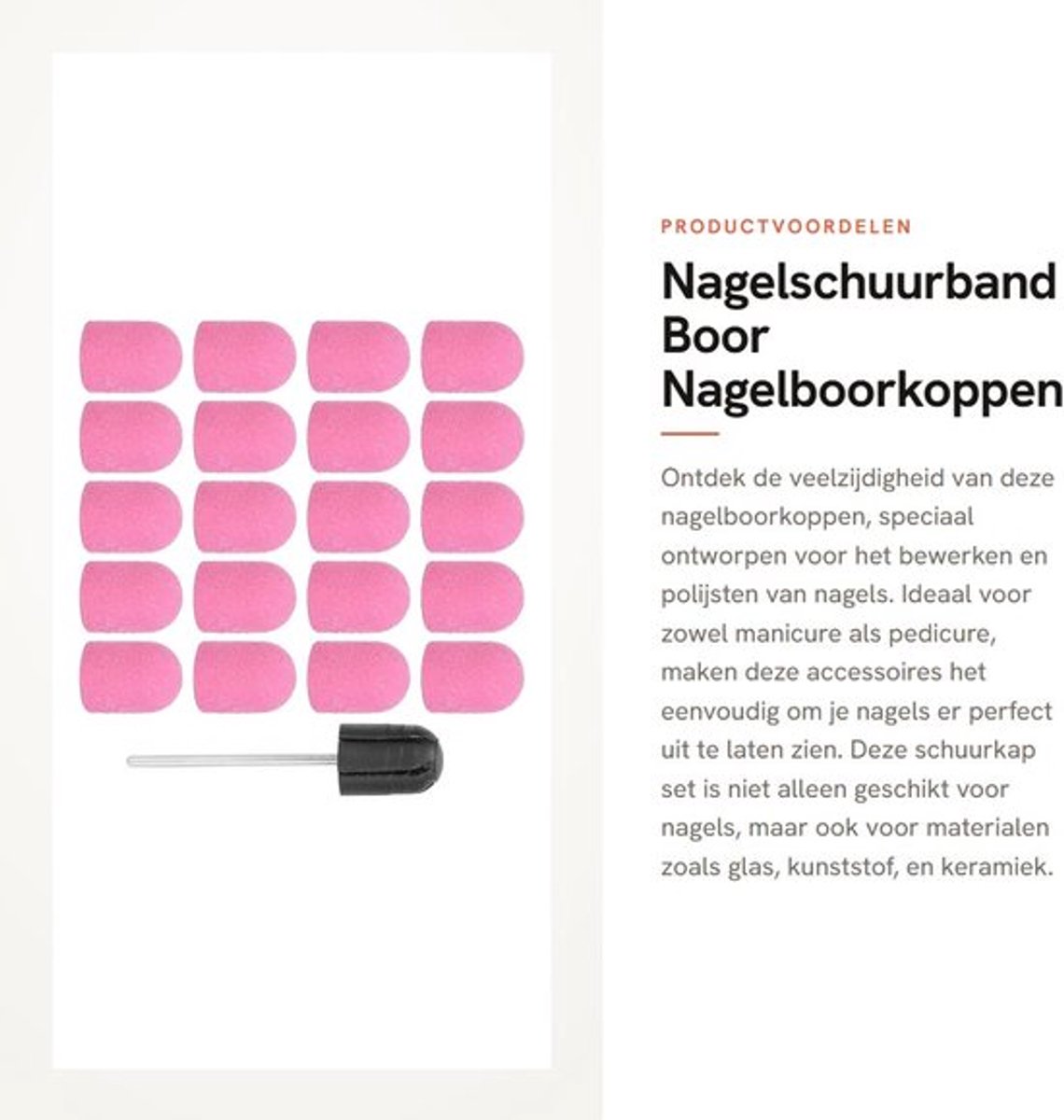 Nagelschuurband Boor - Nagelboorkoppen - Perfect voor manicure en pedicure - Roze - Vervangbare schuurkap - Geschikt voor verschillende m...