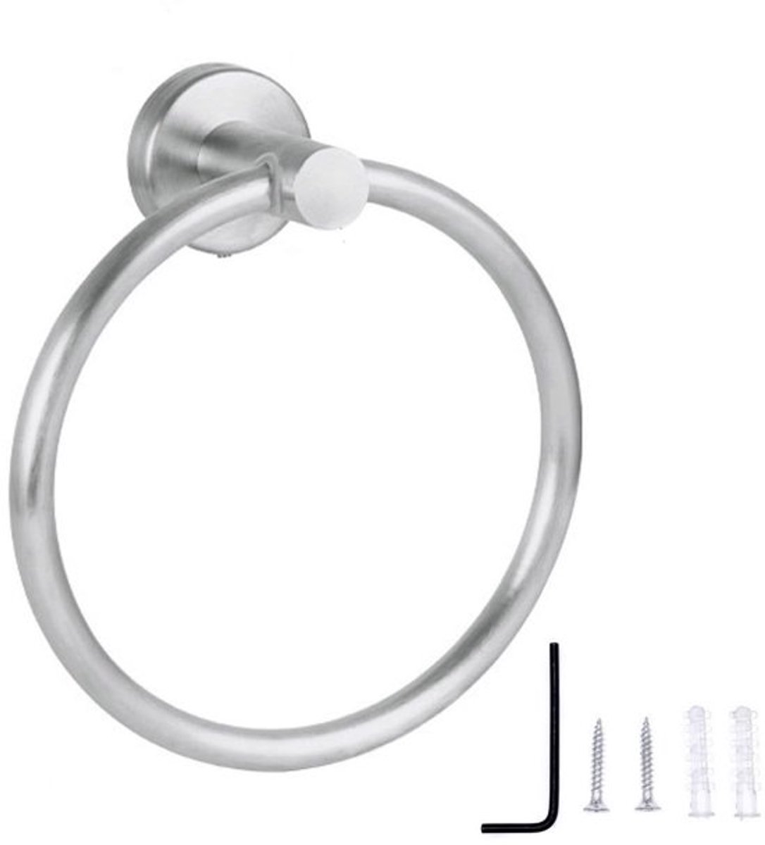 Handdoekhouder Ronde Design 16 cm - Handdoekring - Roestvrij Staal - Wandmontage - Stijlvol - 180 Graden Draaiend