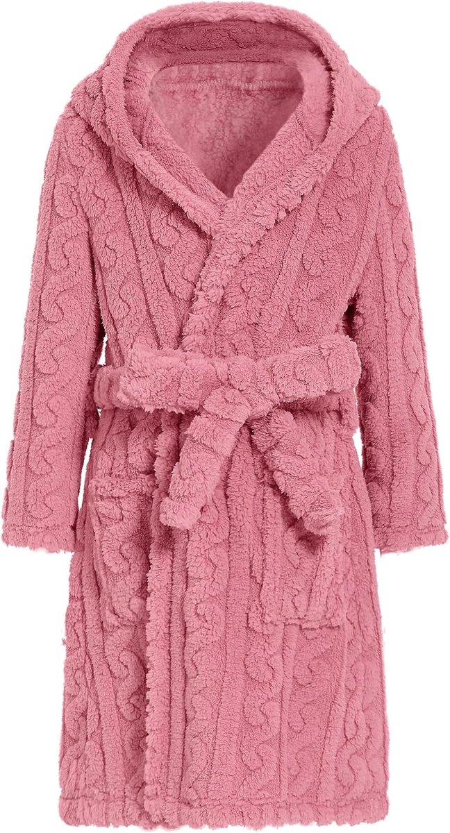 Damesbadjas fleece 4-14 jaar - met capuchon - warm en zacht - perfect voor ontspanning - ShopVlot