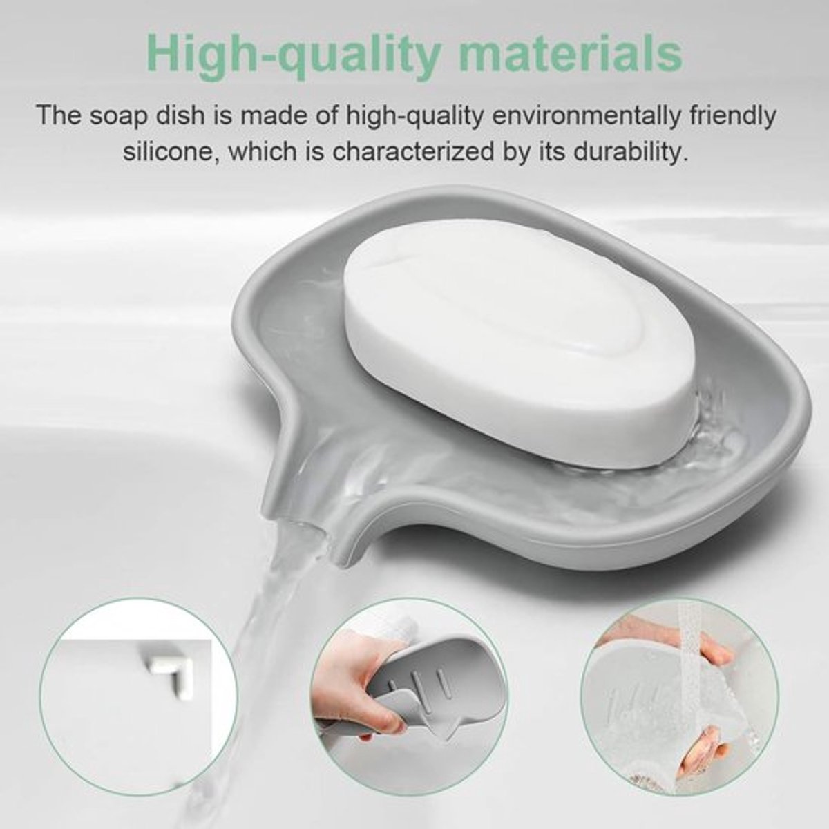 Zeepbakje Douche Antislip - Zeepdoos met Deksel - Zeepdoosje - Zeepbakje Silicone - Duurzaam en Flexibel - Praktische Afvoeropening