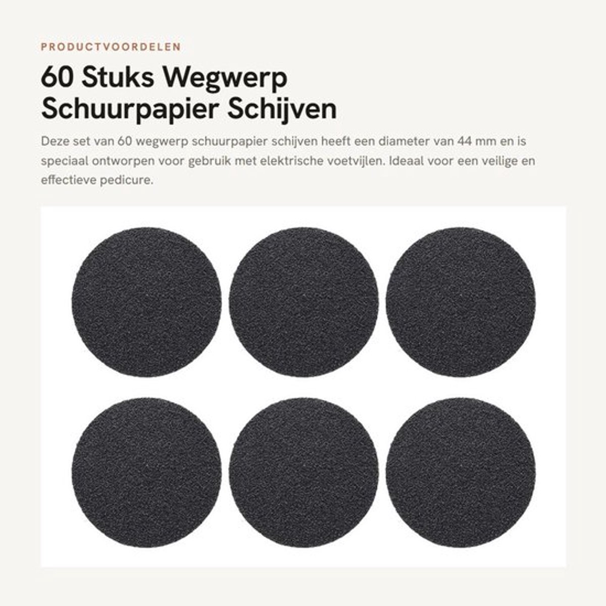 60 Stuks Wegwerp Schuurpapier Schijven voor Elektrische Voetvijl, 44mm