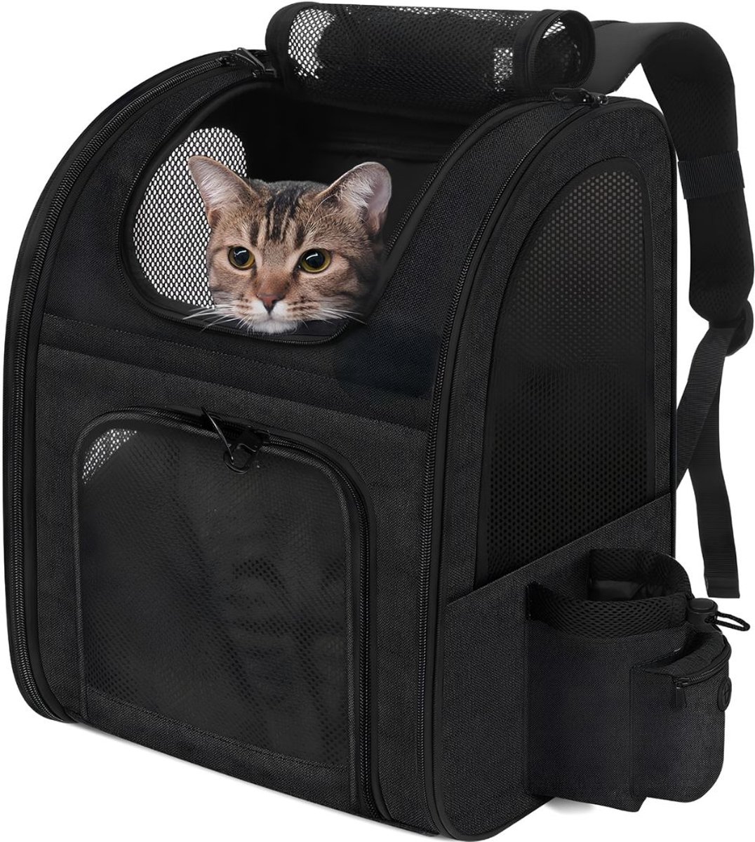NIVA® Hondenrugzak - Hondenrugzak tot 5 kg – Huisdier Transporttas – Draagtas voor Kleine Huisdieren - Zwart - 43cm x 28cm x 34cm