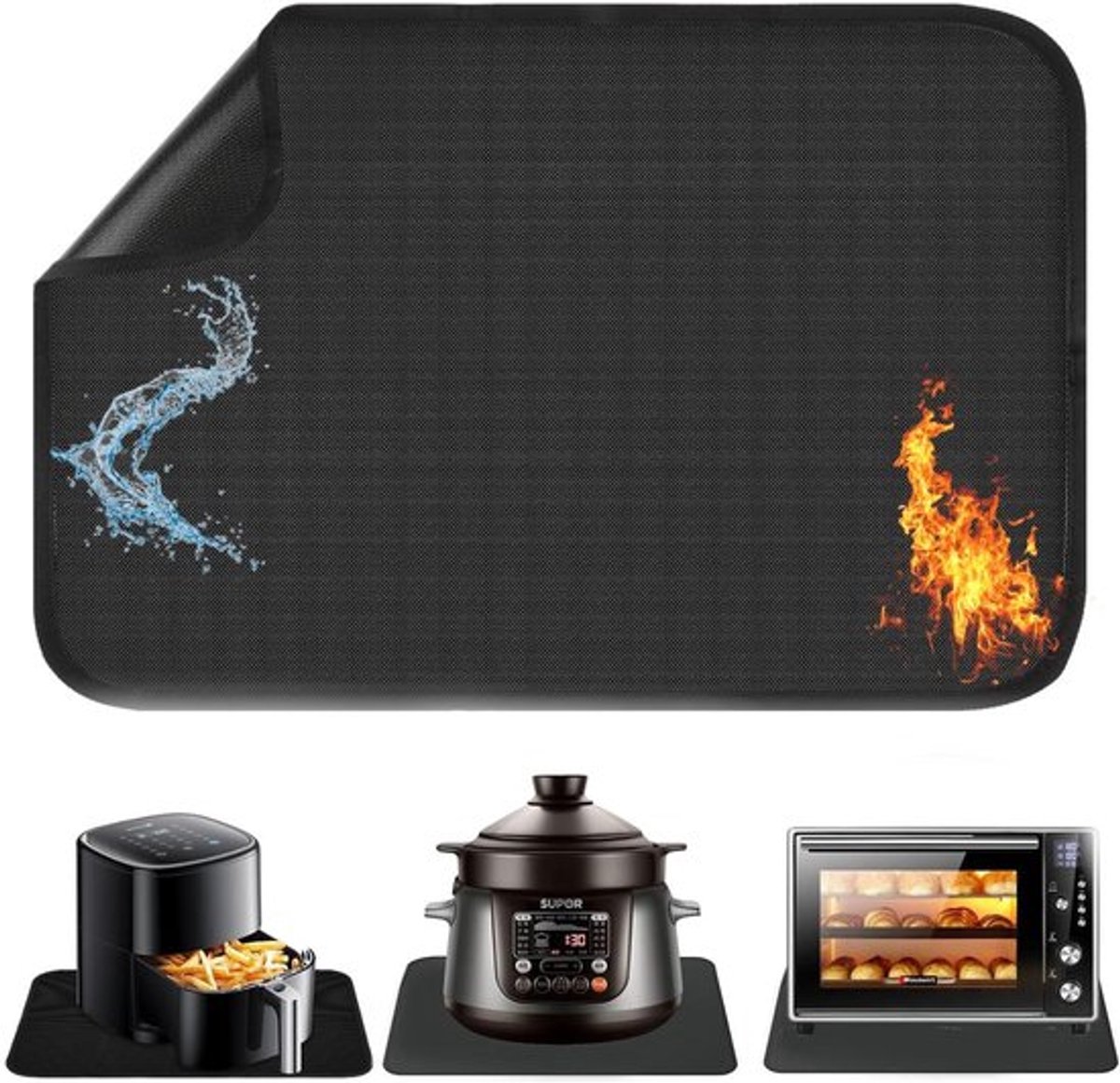 Vuurvaste Mat 60 x 40 cm - Hittebestendig - Antislip - Waterdicht - Siliconen - Gecoat Glasvezelweefsel - Onderzetter