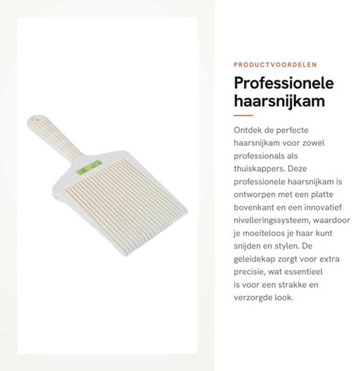 Haarsnijkam Professioneel - Platte Bovenkant - Geledekap - Nivelleringssysteem - Efficiënt Kapsel - Geschikt voor Diverse Plaatsen - Haarkam