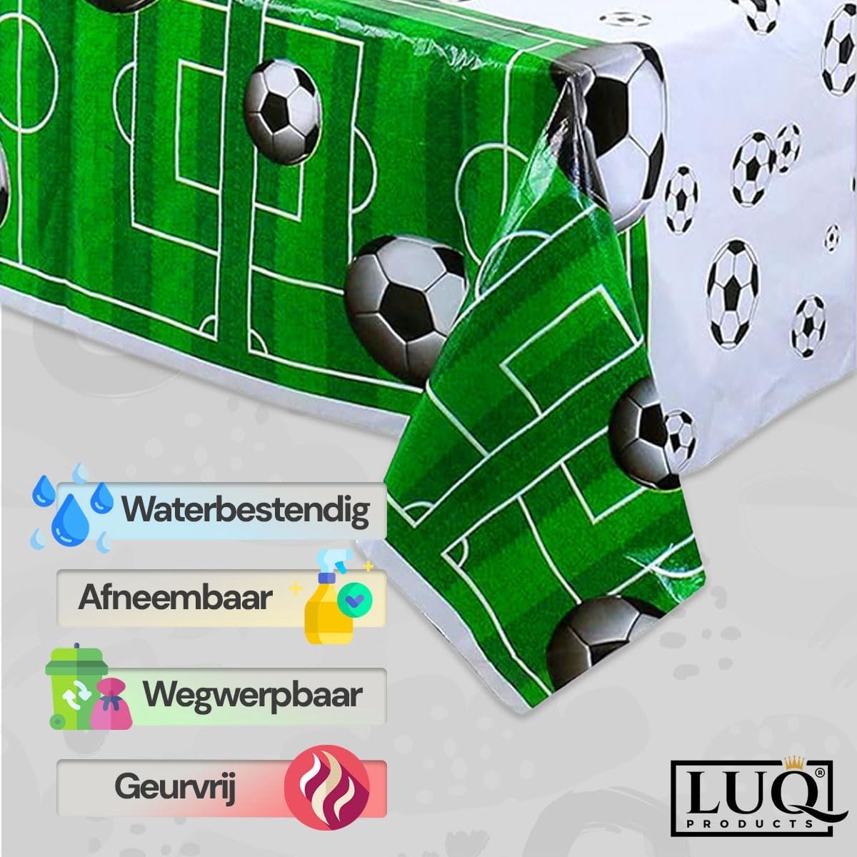 Tafellaken XL 137x274 - Plastic - Voetbal verjaardag decoratie - Snel opruimen - ShopVlot