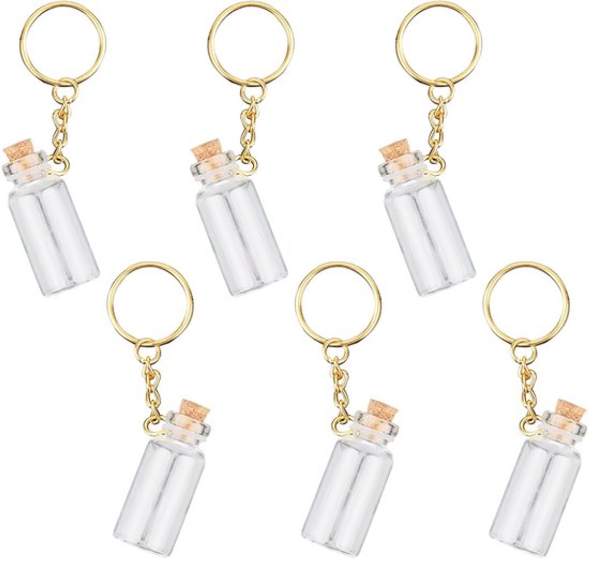 Mini-Glazen Flessen 6 Stuks - Kleine Flesjes met Kurk - Transparante Flesjes - Decoratieve Accessoires - Handgemaakt - 1,7x4cm