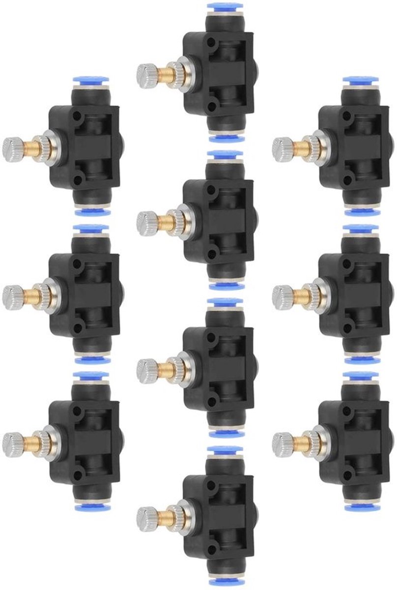 Luchtstroomregelklep 6mm - 10 Stuks - Pneumatische Verbinder - Snelle Aansluiting - Drukbestendig - Lange Levensduur - Luchtregelklep