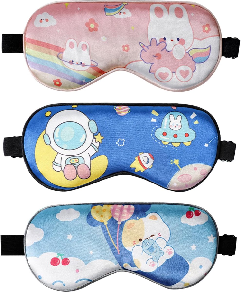 Slaapmasker voor kinderen - 3 stuks - zijden verduisterend - ultieme ontspanning voor een diepere slaap - ShopVlot