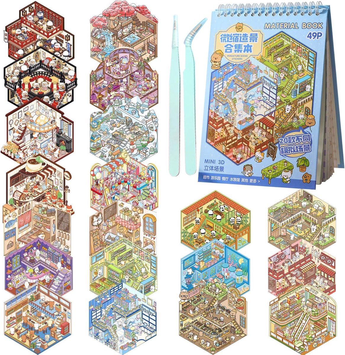3D Home Stickers - Miniatuur 3D Sticker Scènes - Blauw - Creatief en ontspannend - ShopVlot