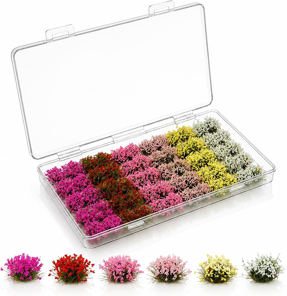 Modelbouw bloemen gras 60 stuks - Kunststof miniatuurplanten - Levendige kleuren - Ideaal voor treinlandschappen - ShopVlot