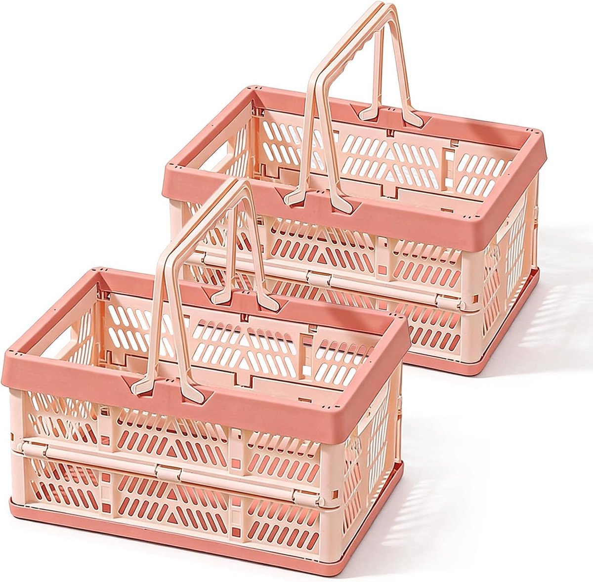 Vouwmand Set van 2 - 19L Roze - Multifunctioneel - Ideaal voor boodschappen - ShopVlot
