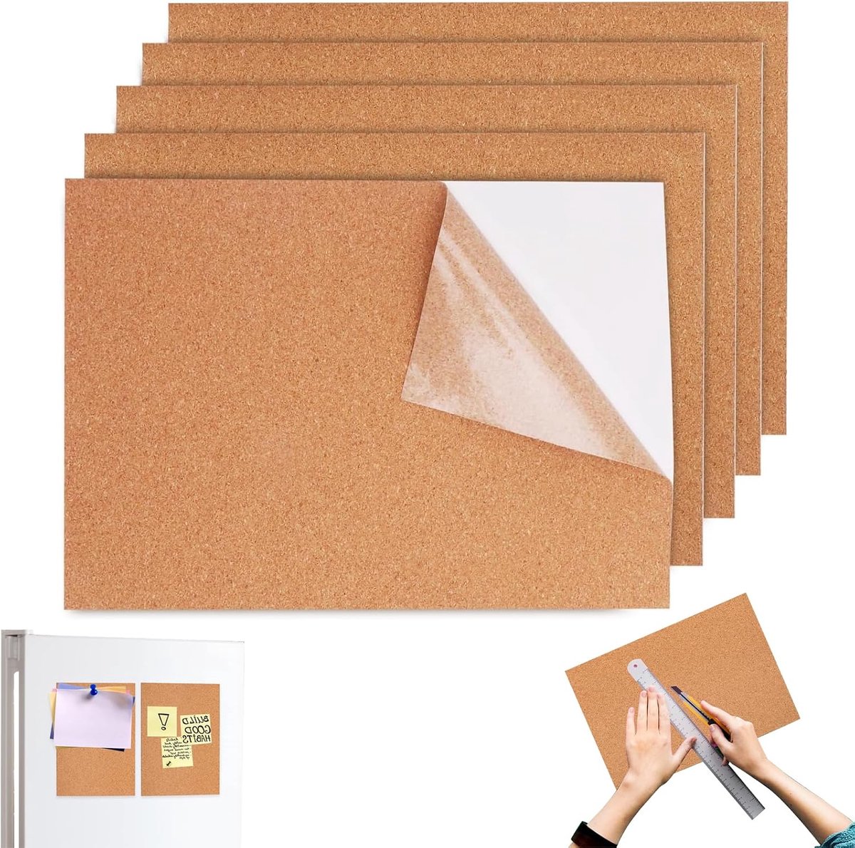 Kurkbladen 30 x 21 cm - Zelfklevend - 1 mm dik - Voor wanddecoratie en DIY projecten - ShopVlot
