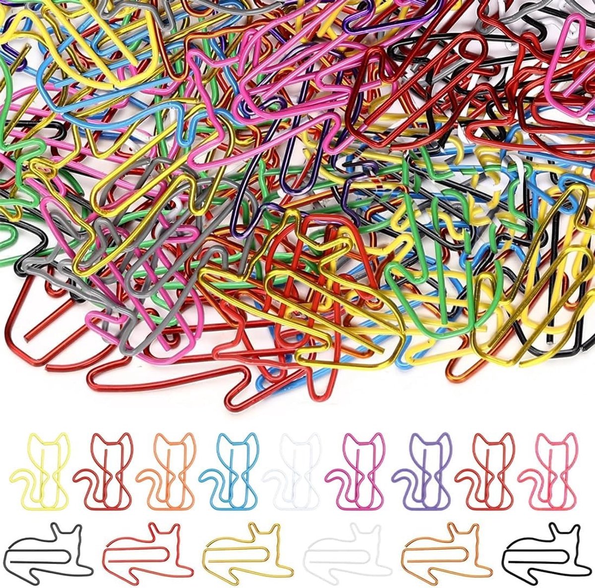 Katten Paperclips - Multicolor - 80 Stuks - Roestvrij Staal - Voor Thuis, Kantoor en School