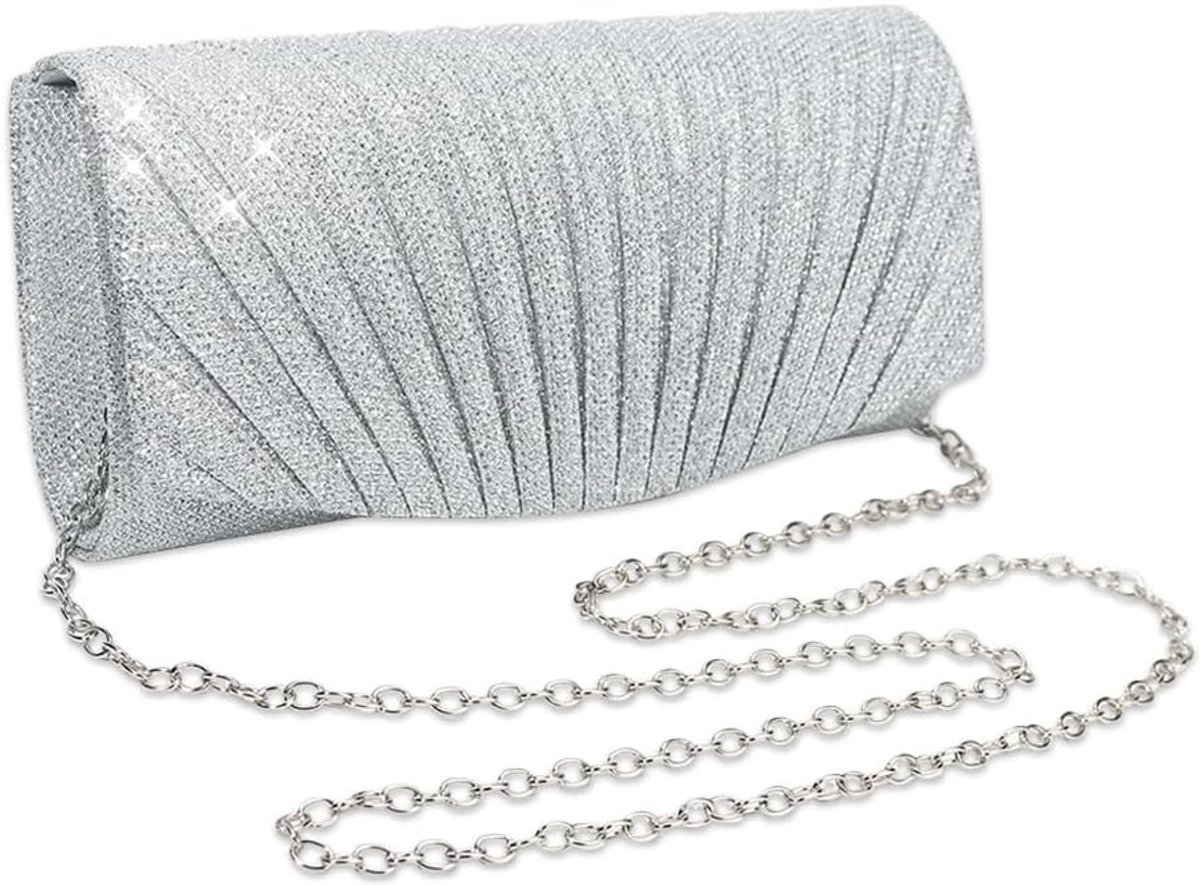 Clutch Bags voor Vrouwen - Sparkling Plissé Avondtas - Afneembare Kettingriem - Perfect voor Trouwen - ShopVlot