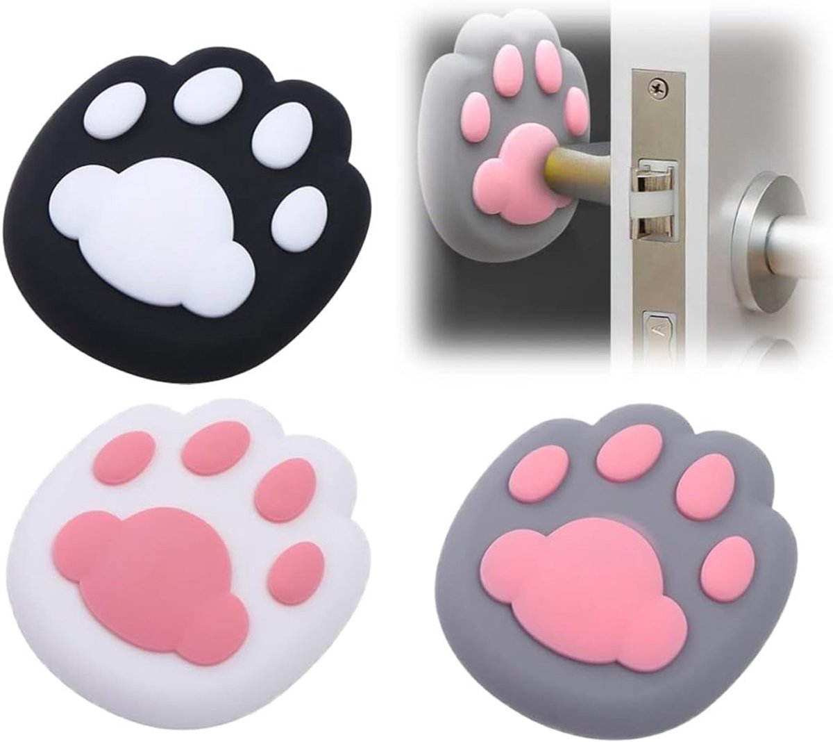 Deurstoppers set van 3 - schattige kattenpootjes - zachte schokdempers - bescherming voor muren en meubels - ShopVlot